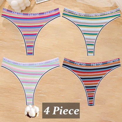 4 PieceCotton Stripe Panties