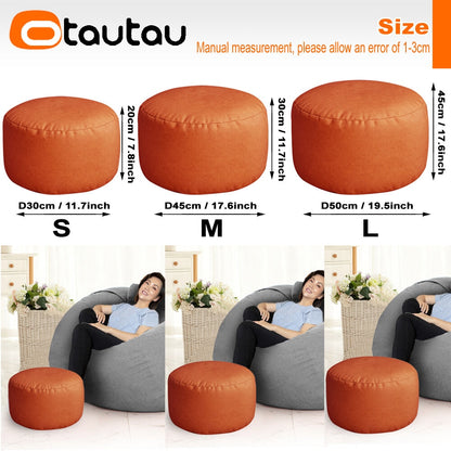 OTAUTAU Round Leather Ottoman