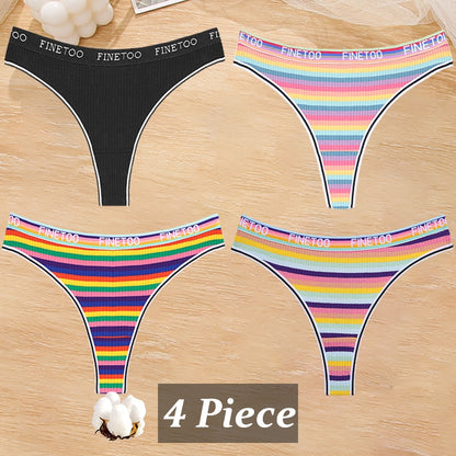 4 PieceCotton Stripe Panties