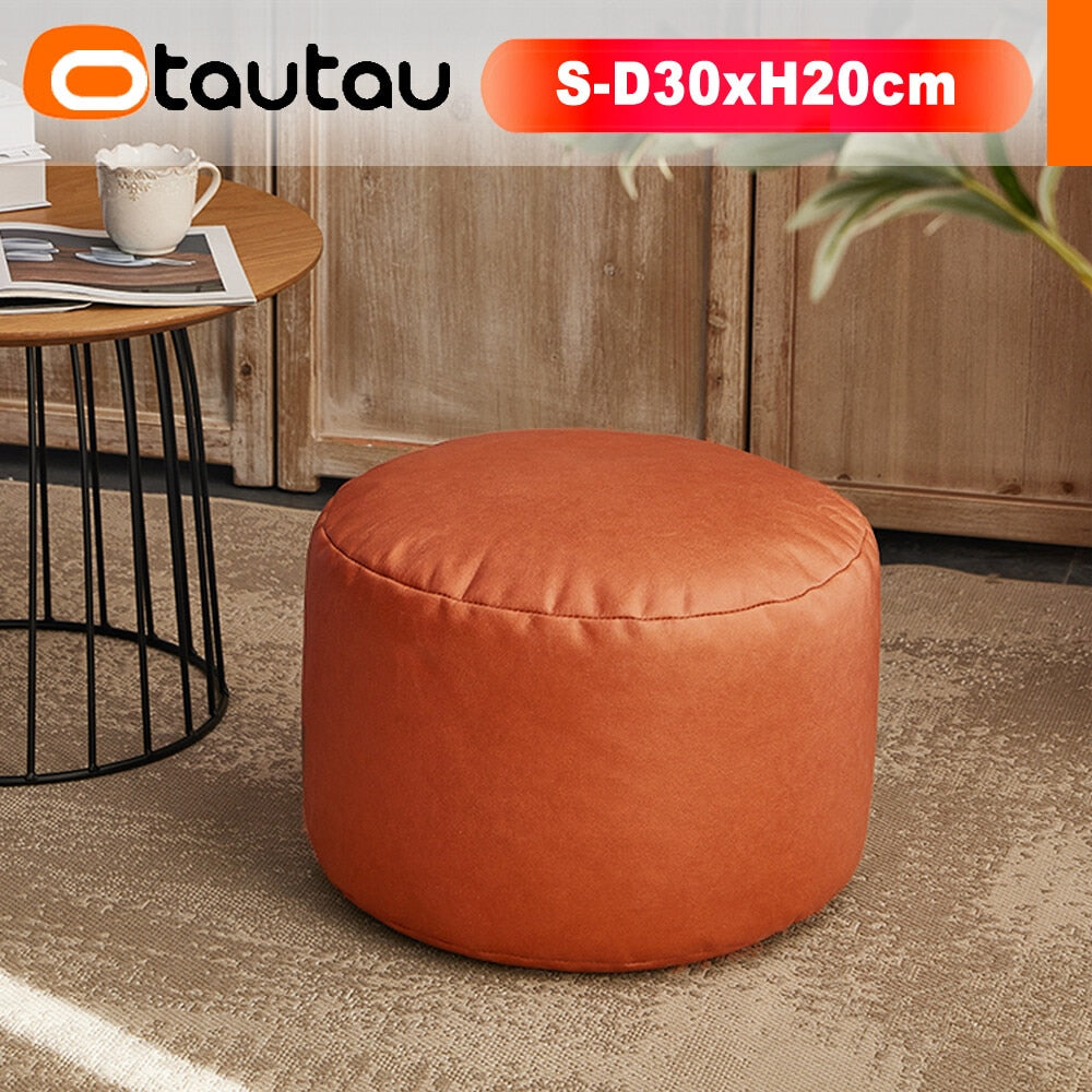 OTAUTAU Round Leather Ottoman