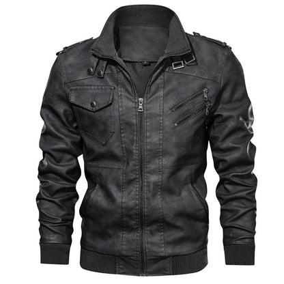 Faux Leather Hooded Jacket