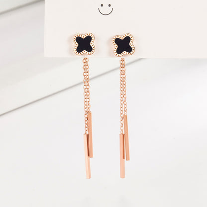 Oil Drip Four-leaf Clover Earrings