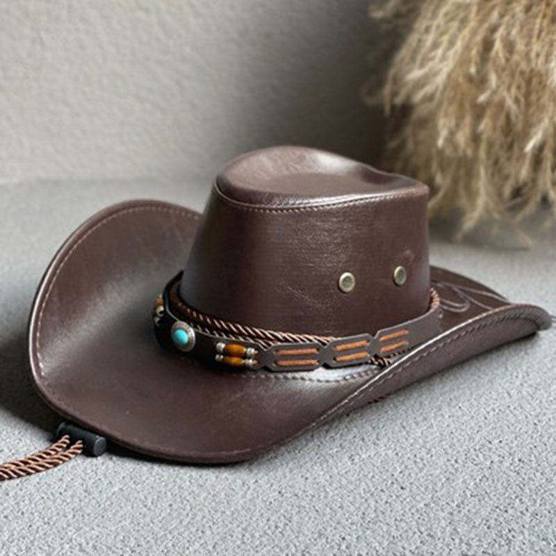 Faux Leather Western Cowboy Hat