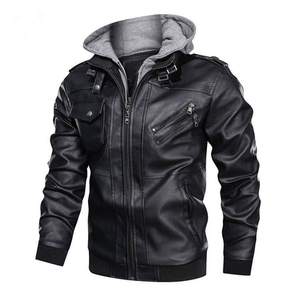 Faux Leather Hooded Moto Jacket
