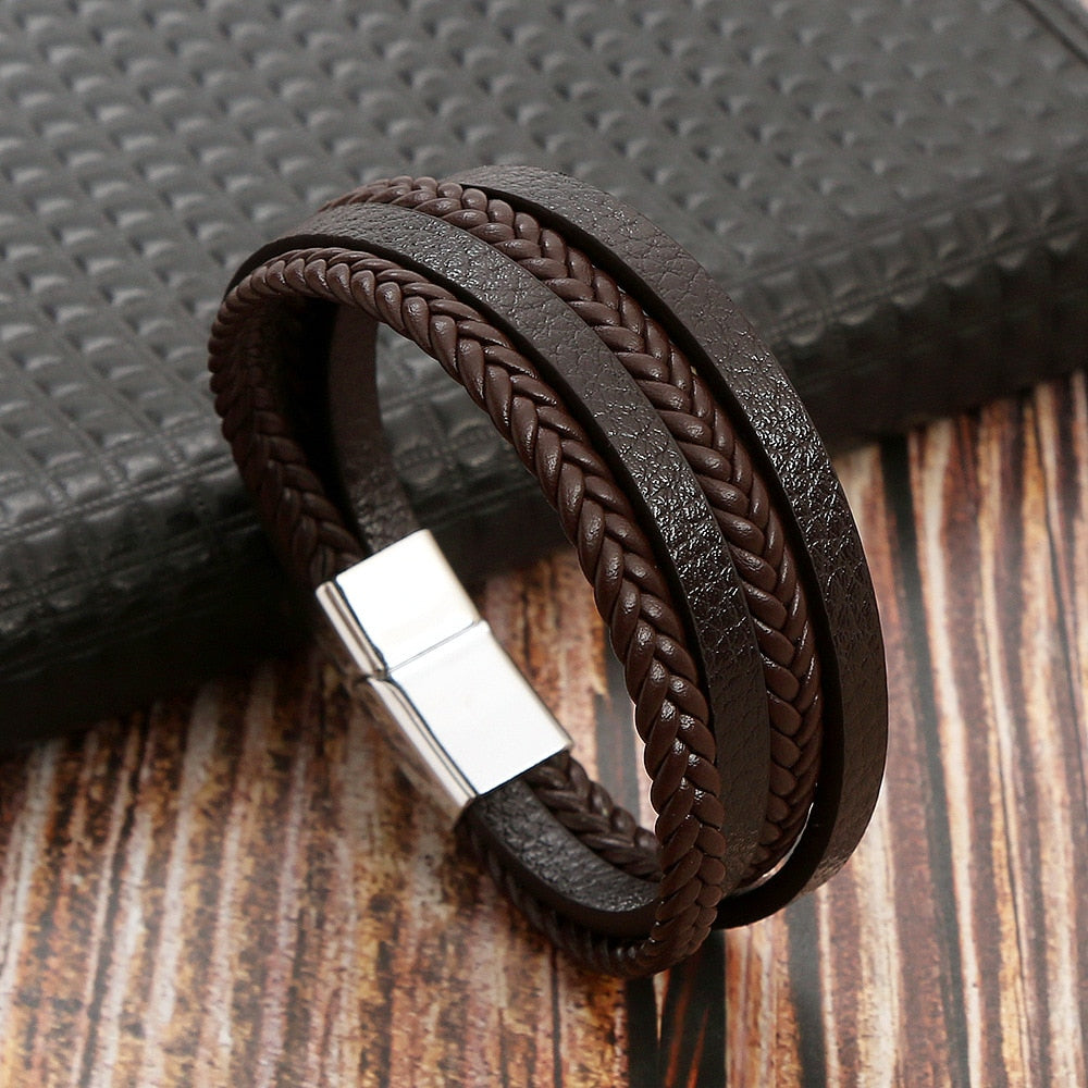 Lava Bead Leather Bracelet