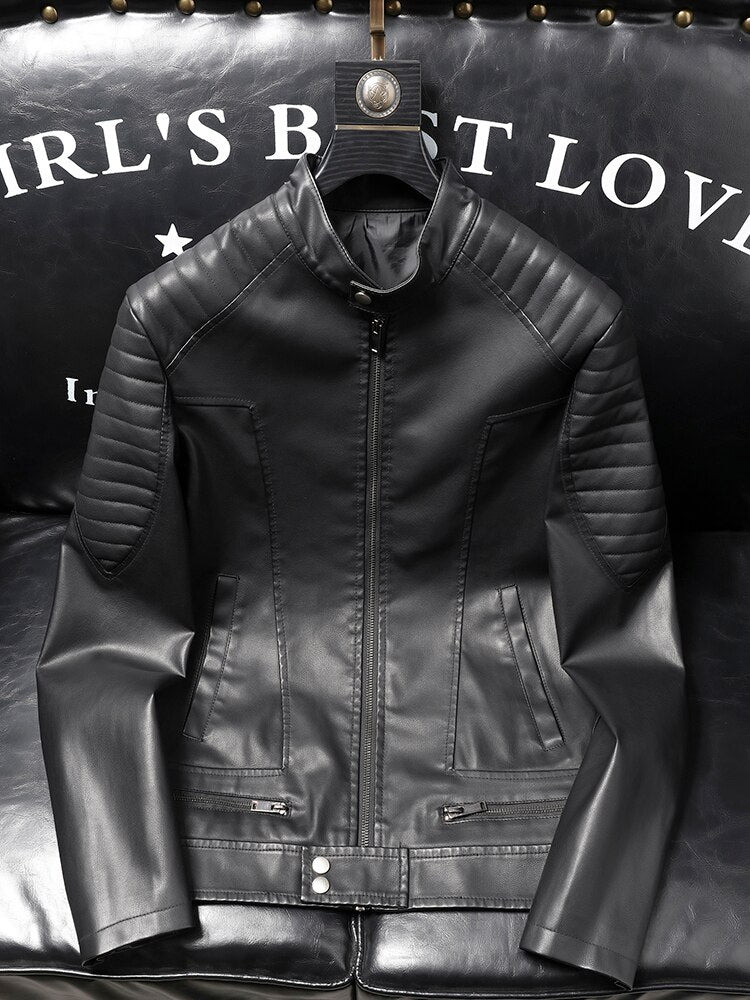 Autumn Leather Bomber Jacket
