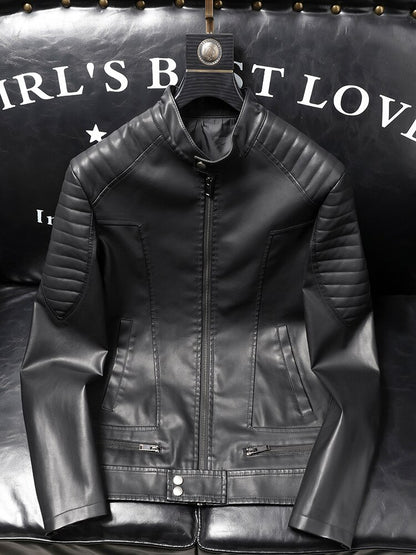 Autumn Leather Bomber Jacket