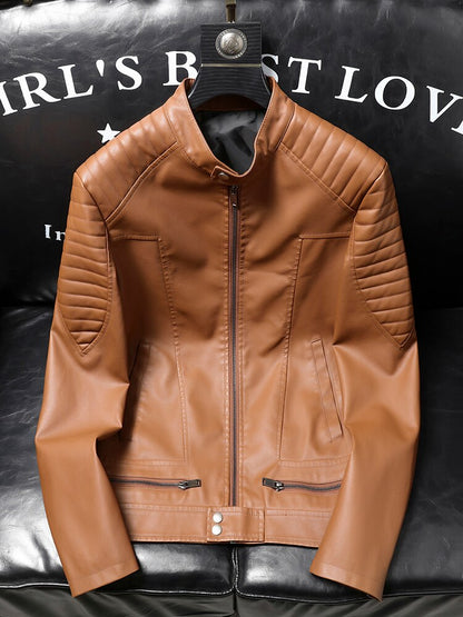 Autumn Leather Bomber Jacket