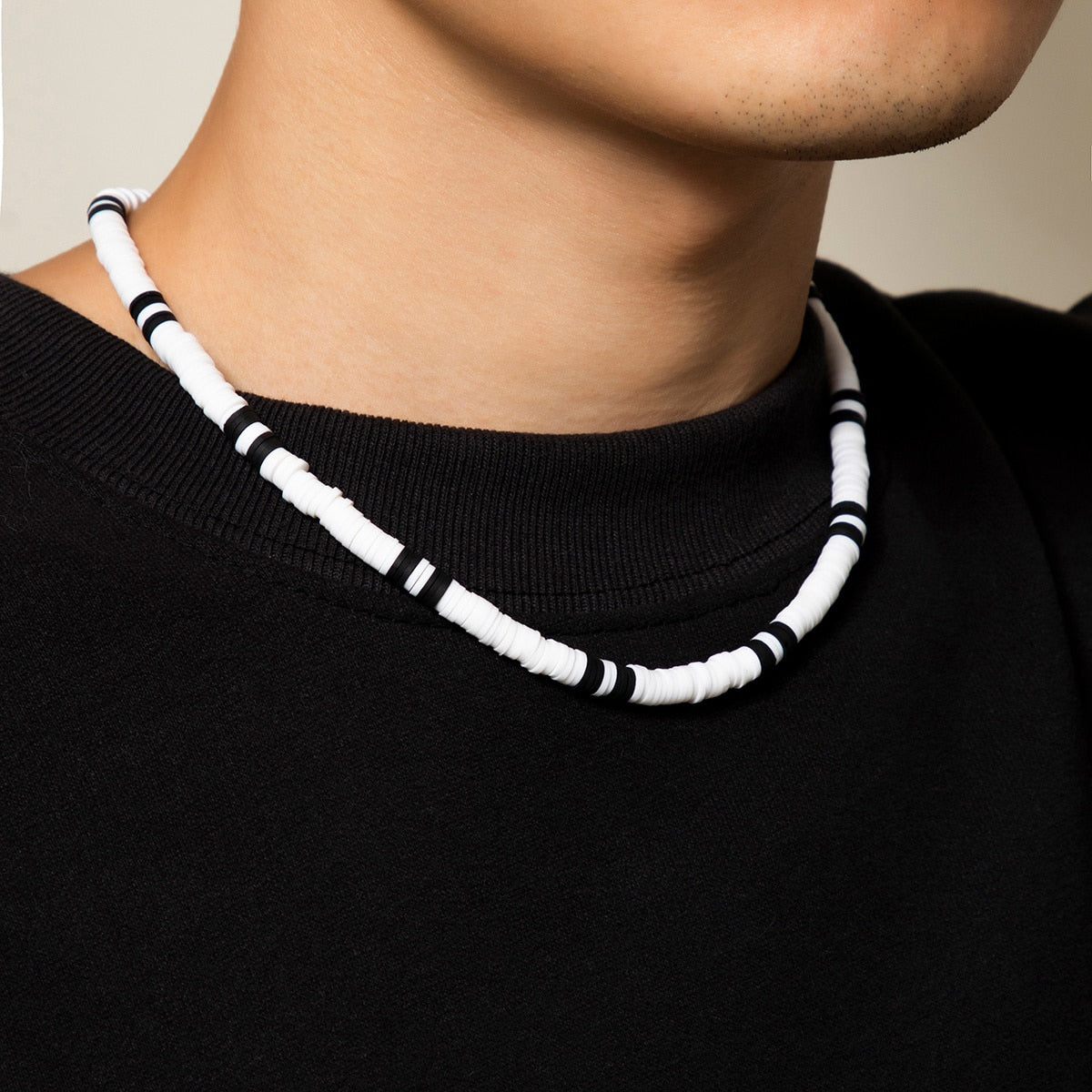 Black/White Soft Clay Bead Choker