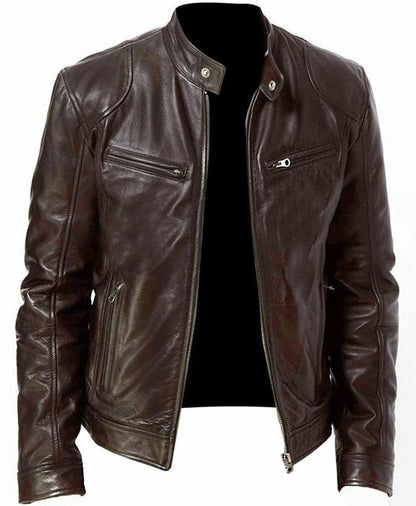 Faux Leather Aviator Jacket