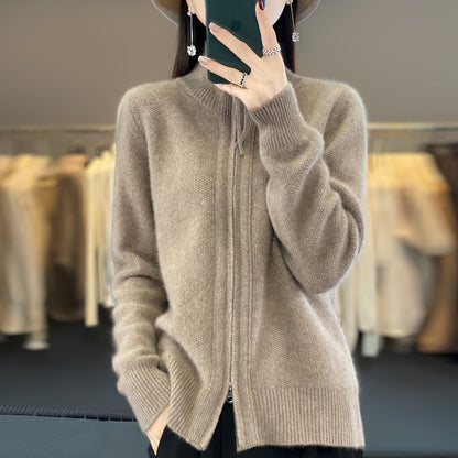 Merino Wool Knitted Zip Up