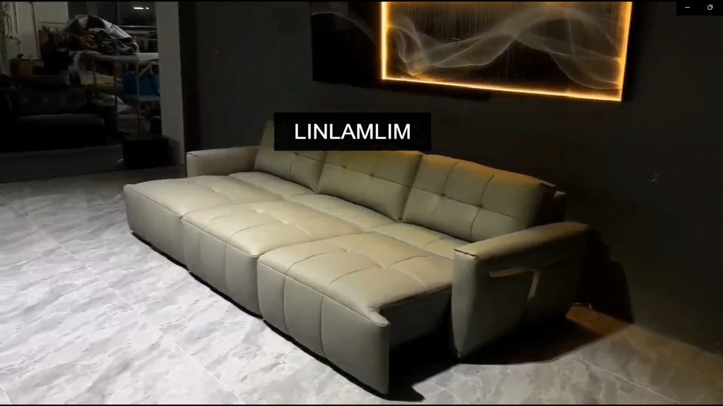 Italian Genuine Leather Convertible Sofa