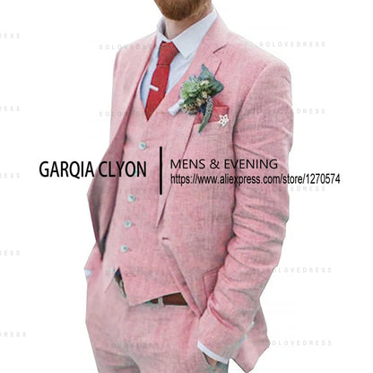 3 Piece Retro Linen Suit