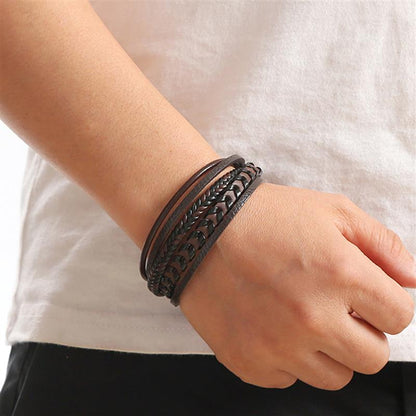 Alloy Clasp Leather Bracelet