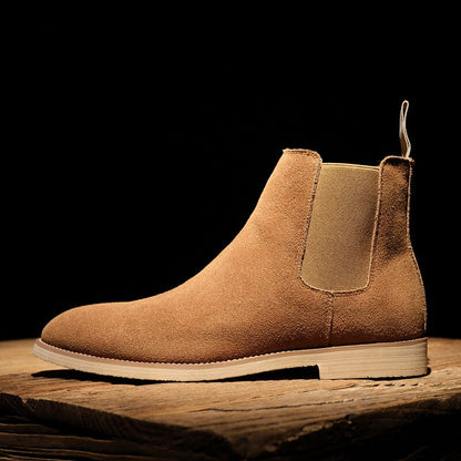 Pointed Suede Chelsea Boots