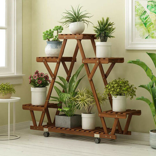 Wooden Triangle Pot Plant Stand
