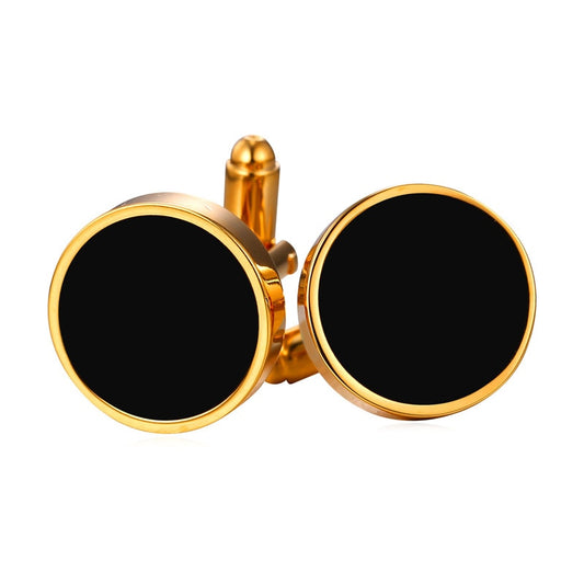 Black Round Cufflinks