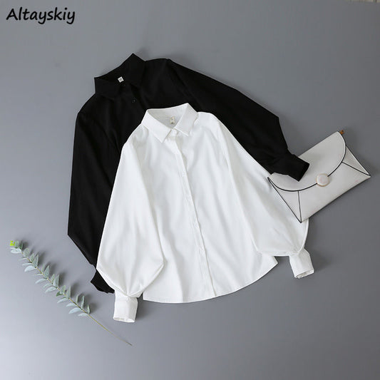 Classic Lantern Sleeve Button-Up Shirt