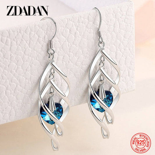 ZDADAN 925 Crystal Dangle Earrings