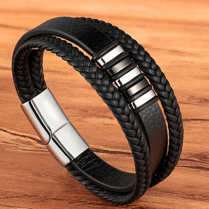 TYO Stainless Steel Leather Bracelet