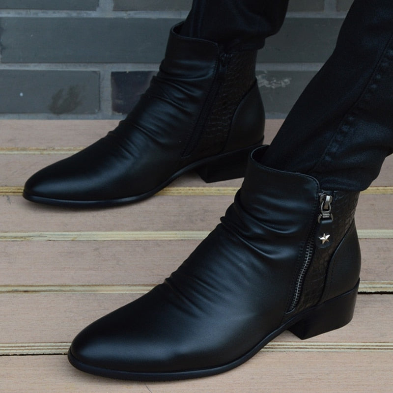 Leather Ankle Boots with Zip