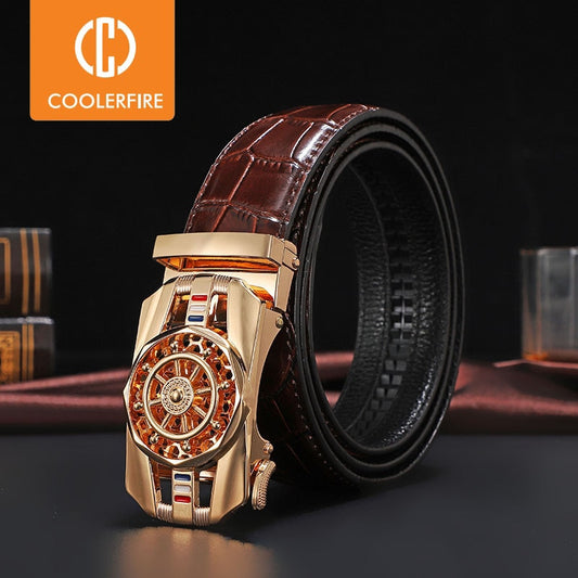 Stone Pattern Genuine Leather Belt