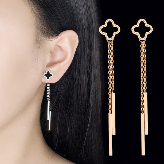 Oil Drip Four-leaf Clover Earrings