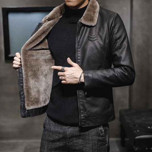 Faux Leather Wooly Jacket