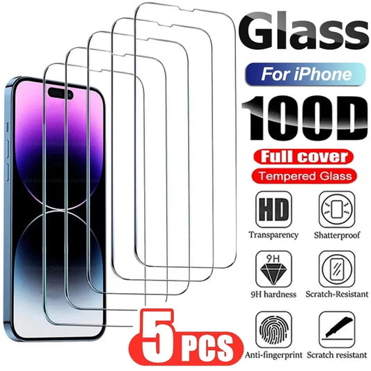 5 Pieces Tempered Glass for iPhone
