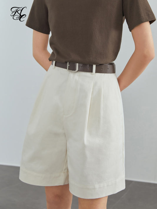 Casual Cotton White Denim Shorts