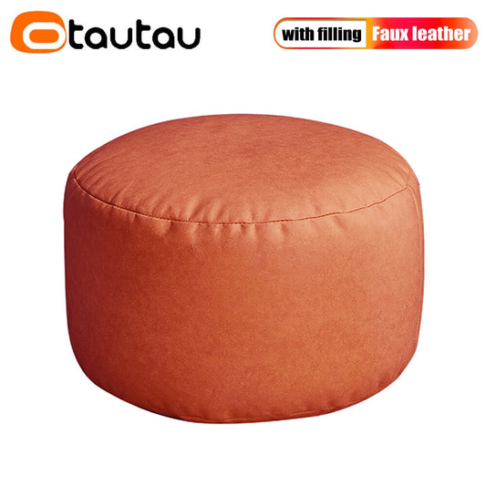 OTAUTAU Round Leather Ottoman