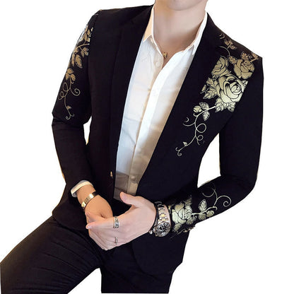 Luxury Gold Pattern Print Blazer