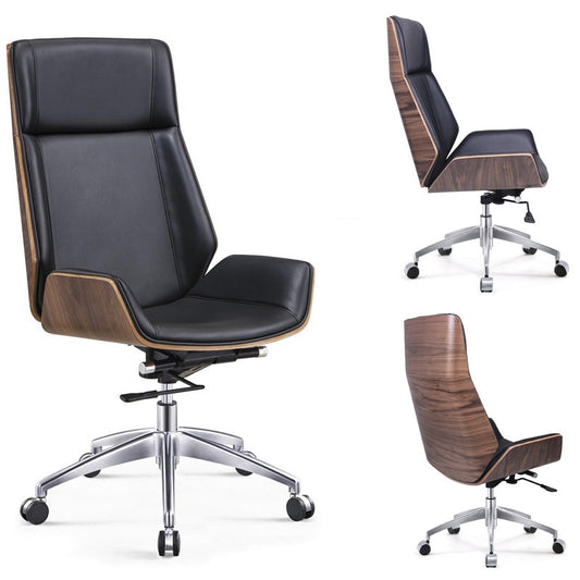 High-Back Bentwood Swivel Chair