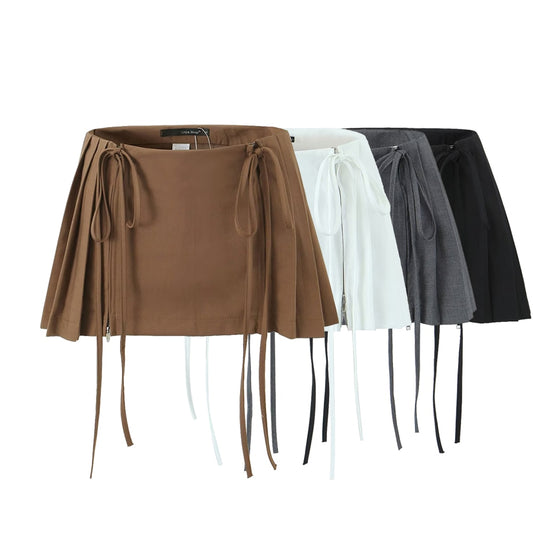 Zipper Lace-up Mini Skirt