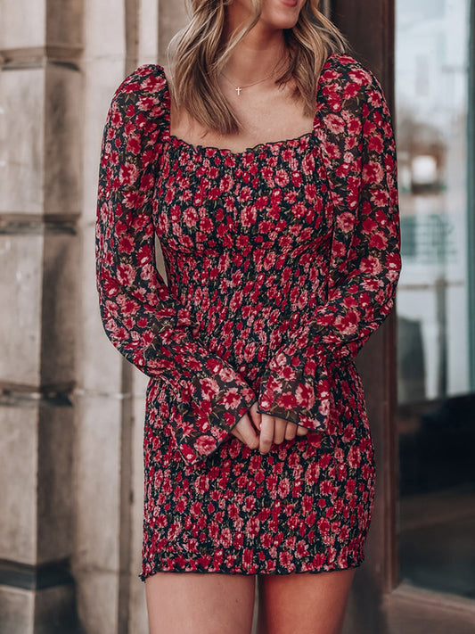 Floral Ruffled Printed Dress