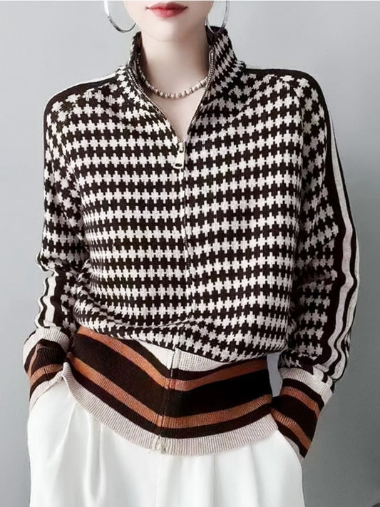 Zip-up Geo Sweater