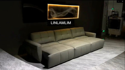 Italian Genuine Leather Convertible Sofa