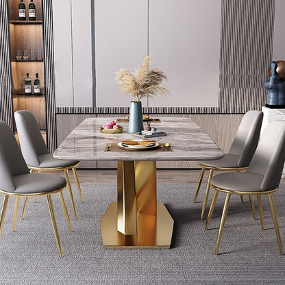 Nordic Glossy Marble Dining Table For 6