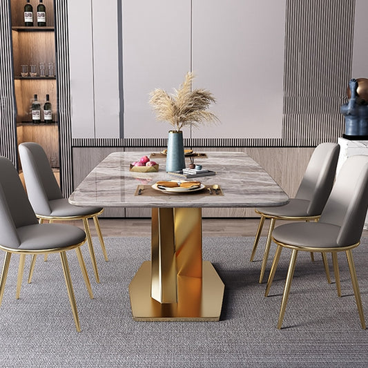 Nordic Glossy Marble Dining Table For 6