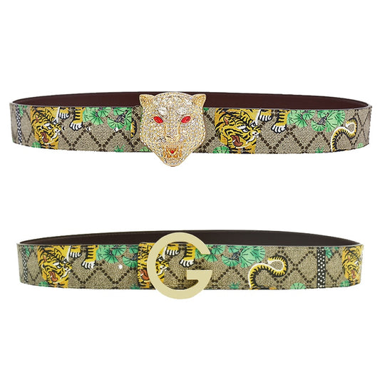 Green Tiger Leather Belt