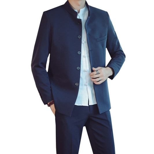 2 Piece Collarless Suit
