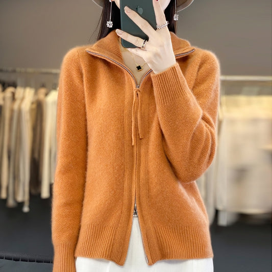 Merino Wool Knitted Zip Up