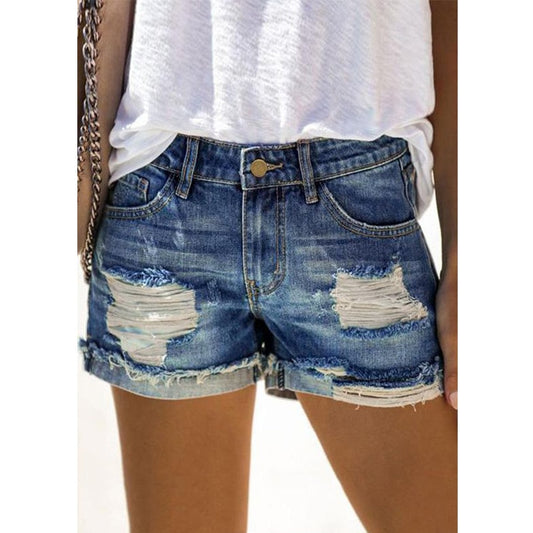 Ripped Denim Shorts